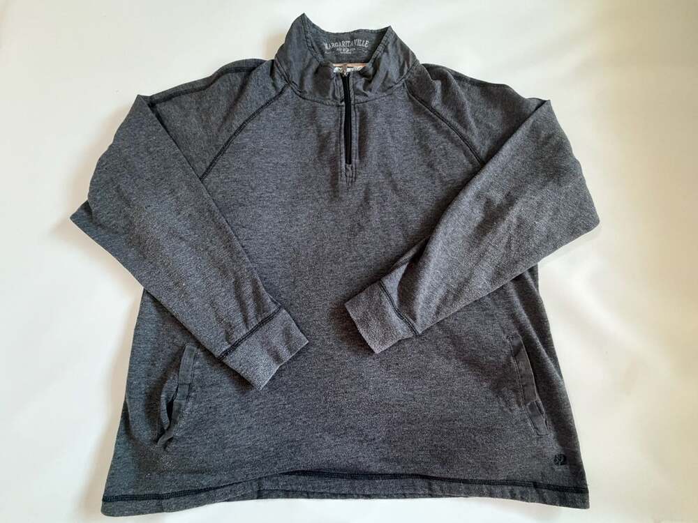 Margaritaville Pullover MensXL Gray Heather Quarter Zip Long Sleeve